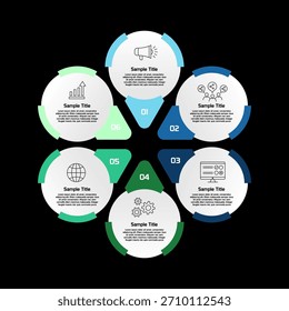 6 ponto moderno, simples círculo infográfico com ícone de negócios vetores para modelos de apresentação. 6 opção infográfico.