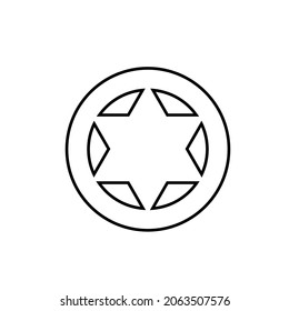 6 point star badge outline icon. Clipart image isolated on white background