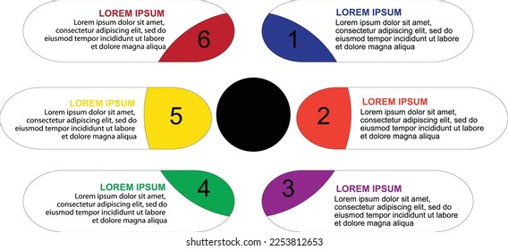 6 points circle vector.Infographics for business concept. Can be used for presentations banner, workflow layout, process diagram, flow chart, info graph

