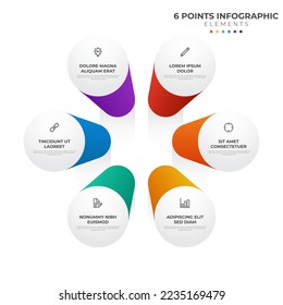 6 points circular infographic element, cycle layout diagram with icon and colorful color, can be used for presentation, banner, etc.