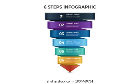 6 points of steps, infographic template, layout design vector with arrow diagram