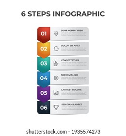 6 points of steps, list diagram layout with number, infographic element template vector