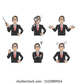 6 points for the upper body of a businessman wearing glasses 2