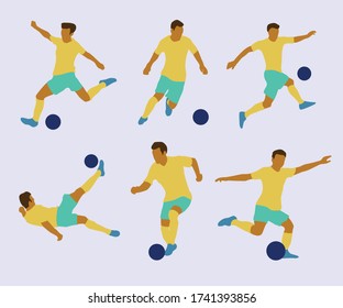 6 pose soccer flat design