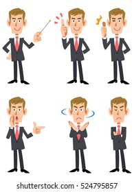 6 poses and gestures of businessmen