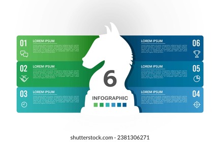 6 proactive strategies Knight Chess Infographic for business marketing. Business presentation. Vector illustration.