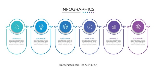 6 process infographic arrows design template. Planning, Marketing, Strategy and Business presentation.