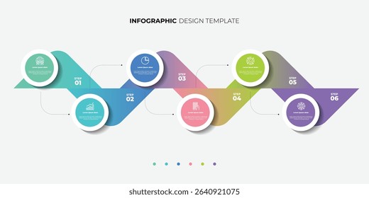 6 process infographic arrows design template. Planning, Marketing, Strategy and Business presentation