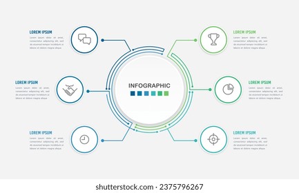 6 Vorlage für die Gestaltung der infografischen Schaltkreise. Diagramm, Bericht, Geschäftspräsentation und Organisation. Vektorgrafik.