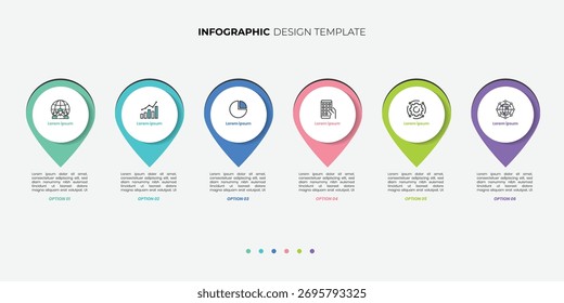 6 process infographic journey arrows design template. Planning, Marketing, Strategy and Business presentation.