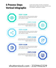 6 Process Steps Vertical Infographic, modern and minimal technology style