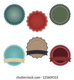 6 Promo Badges With Gradient Mesh, Isolated On White Background, Vector Illustration