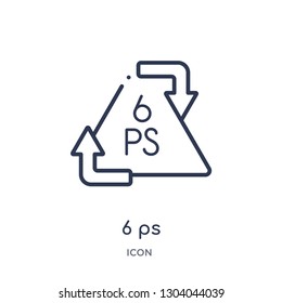 6 ps icon from user interface outline collection. Thin line 6 ps icon isolated on white background.