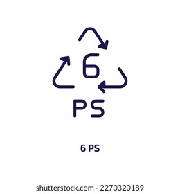 6 ps icon from user interface collection. Thin linear 6 ps, ps, polystyrene outline icon isolated on white background. Line vector 6 ps sign, symbol for web and mobile