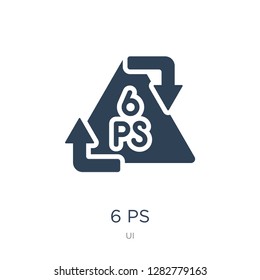 6 ps icon vector on white background, 6 ps trendy filled icons from UI collection, 6 ps vector illustration