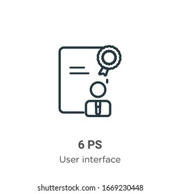 6 ps outline vector icon. Thin line black 6 ps icon, flat vector simple element illustration from editable user interface concept isolated stroke on white background