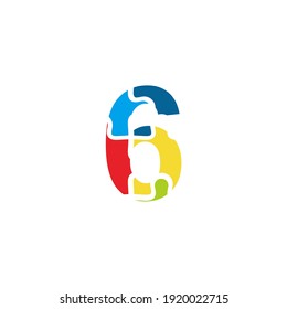 6 Puzzle number illustration. Vector Eps10