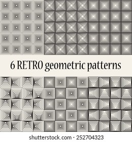 6 Retro Geometric Seamless Patterns