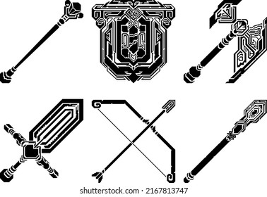 6 rpg equip,weapons  vector icons sharp