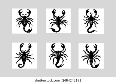 6 ilustrador de Vector de silueta de escorpión.