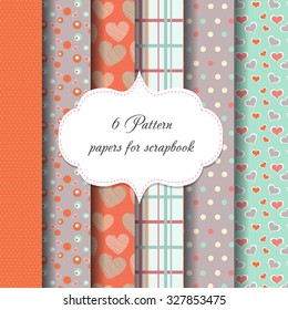 6 seamless patterns.  paper for scrapbook. background