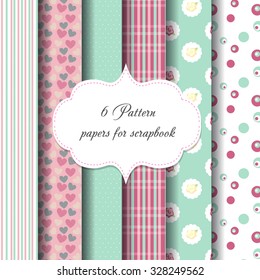 6 seamless patterns. paper for scrapbook. background