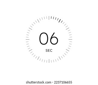 6 second timers Clocks, Timer 6 sec icon vector