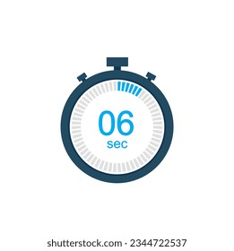 6 seconds countdown timer or digital counter timer clock vector icon. 6 sec Stopwatch vector icon, digital timer.