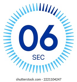 6 Sekunden,Begriff der Zeit,Timer-Icon,Vektorgrafik,Kreis Zeit-Kuchen-Diagramm.