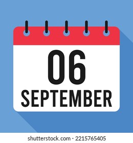 6 September Calendar. Blue Background. Vector Calendar.