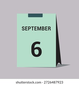 6 september calendar date icon minimal desk calendar vector illustration