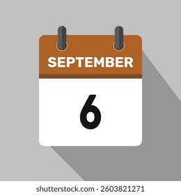 6 september calendar icon vector design month illustration