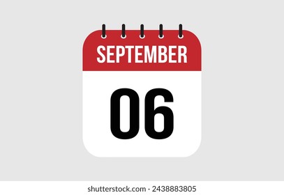 6. September Kalender. September Kalender Vektor-Illustration.