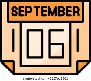 6 September Filled Style Icon Design