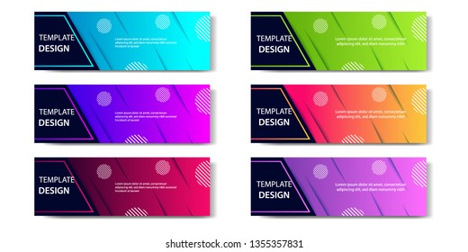 6 set abstract vibrant gradient and modern futuristic background design template for business banner in blue, orange, red, green, purple, orange color. Suitable for social media, web, blog, headline.