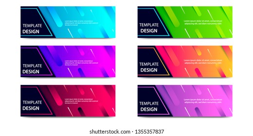 6 set abstract vibrant gradient and modern futuristic background design template for business banner in blue, orange, red, green, purple, orange color. Suitable for social media, web, blog, headline.