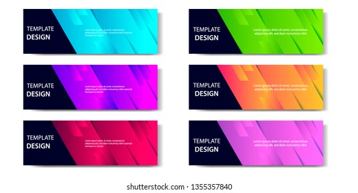6 set abstract vibrant gradient and modern futuristic background design template for business banner in blue, orange, red, green, purple, orange color. Suitable for social media, web, blog, headline.