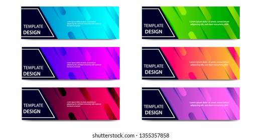 6 set abstract vibrant gradient and modern futuristic background design template for business banner in blue, orange, red, green, purple, orange color. Suitable for social media, web, blog, headline.