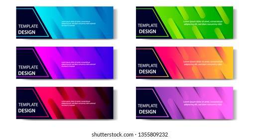 6 set abstract vibrant gradient and modern futuristic background design template for business banner in blue, orange, red, green, purple, orange color. Suitable for social media, web, blog, headline.