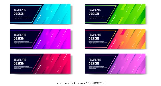 6 set abstract vibrant gradient and modern futuristic background design template for business banner in blue, orange, red, green, purple, orange color. Suitable for social media, web, blog, headline.