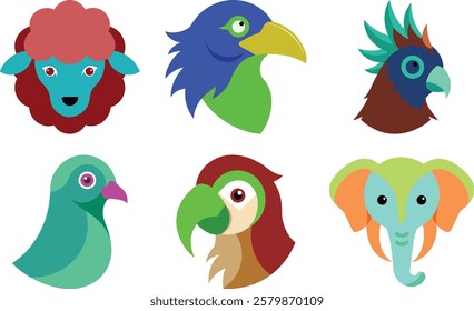 6 set animals vector artwork illustration 