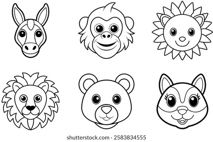 6 set animals vector illustration artwork 