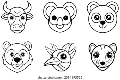 6 set animals vector illustration artwork 