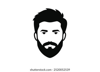 6 Satz bärtige Mann Gesicht Vektor Silhouette