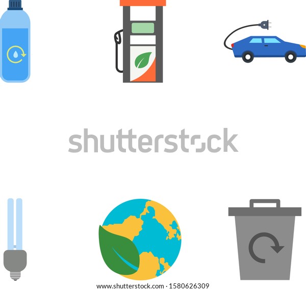 6 Set Of\
Eco icons isolated on white\
background.