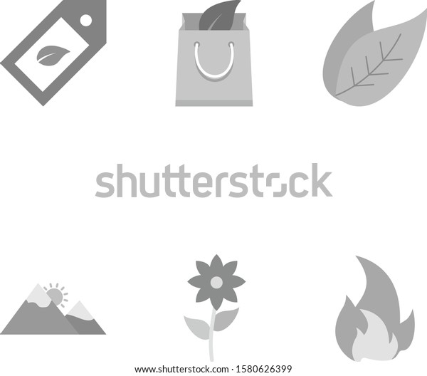 6 Set Of\
Eco icons isolated on white\
background.