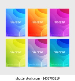 6 set of gradient template collection. Blue, orange, purple, green and red color gradient. Usable for cover, flyer, brochure, poster, leaflet, wallpaper and background.