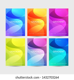 6 set of gradient template collection. Blue, orange, purple, green and red color gradient. Usable for cover, flyer, brochure, poster, leaflet, wallpaper and background.