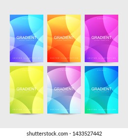 6 set of gradient template collection. Blue, orange, purple, green and red color gradient. Usable for cover, flyer, brochure, poster, leaflet, wallpaper and background