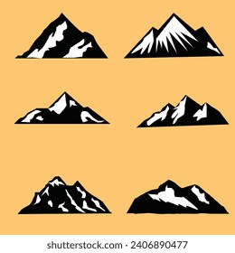 6 Set of the mountains illustrations isolated on . Design elements for logo, label, emblem, sign, brand mark. 